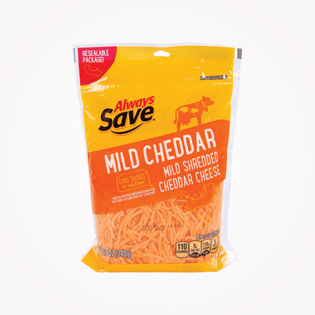 ALWAYS SAVE MILD SHREDDED CHEDDAR CHEESE 340g -(Store pickup only)