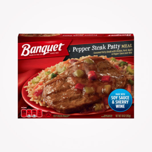 BANQUET PEPPER STEAK PATTY MEAL