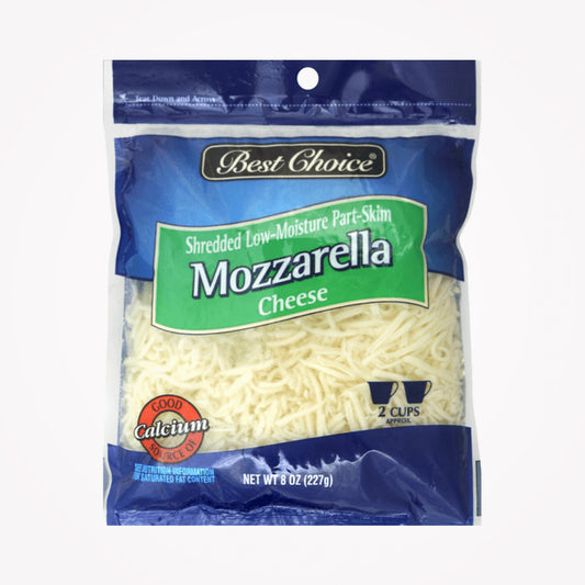 BEST CHOICE SHREDDED LOW MOISTURE PART SKIM MOZZARELLA 227g  (Store pickup only)