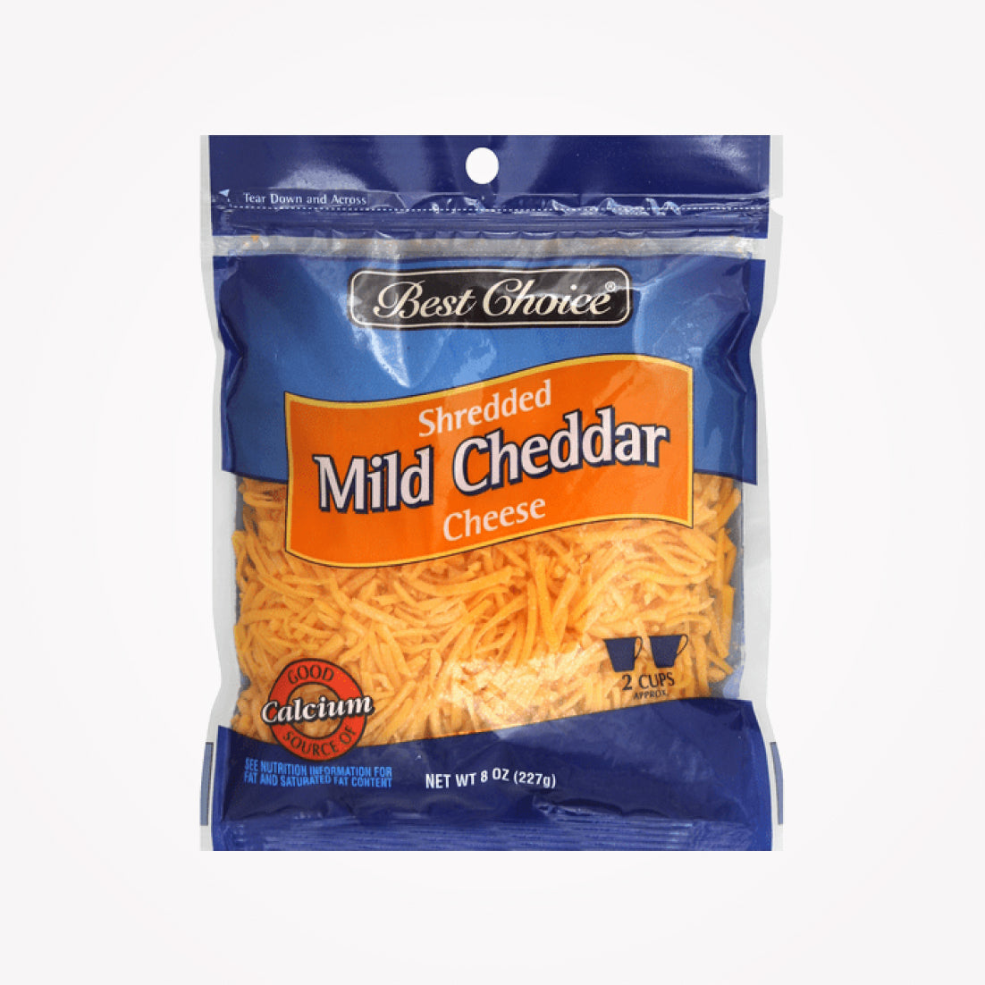 BEST CHOICE SHREDDED MILD CHEDDAR CHEESE 226g  -(Store pickup only)