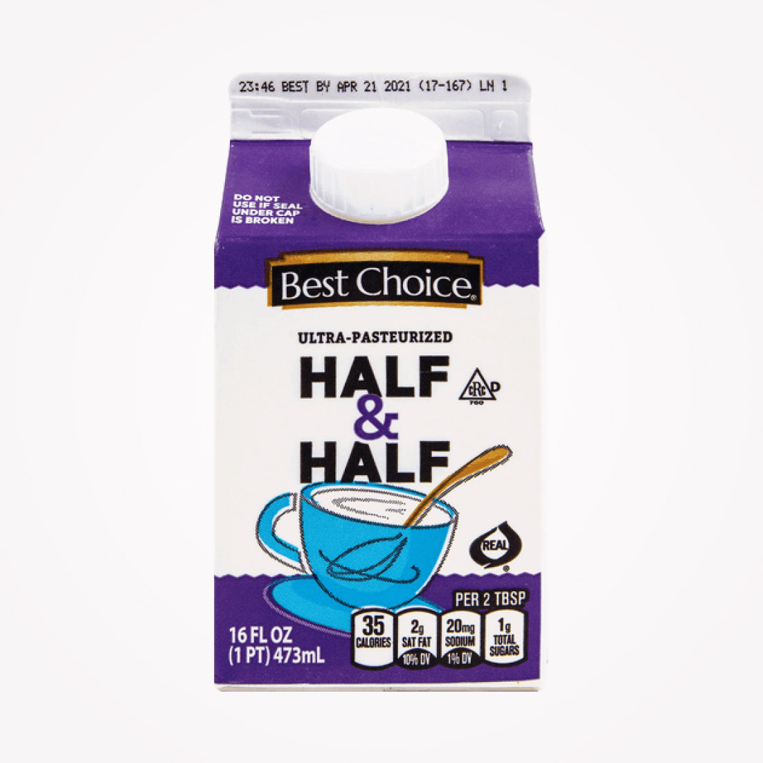 BEST CHOICE ULTRA PASTEURIZED HALF & HALF 16oz -(Store pickup only)