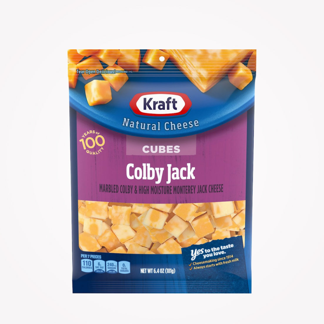 KRAFT NATURAL CHEESE COLBY JACK CUBES  181g - (Store pickup only)