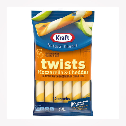 KRAFT NATURAL CHEESE TWISTS MOZZARELLA&CHEDDAR