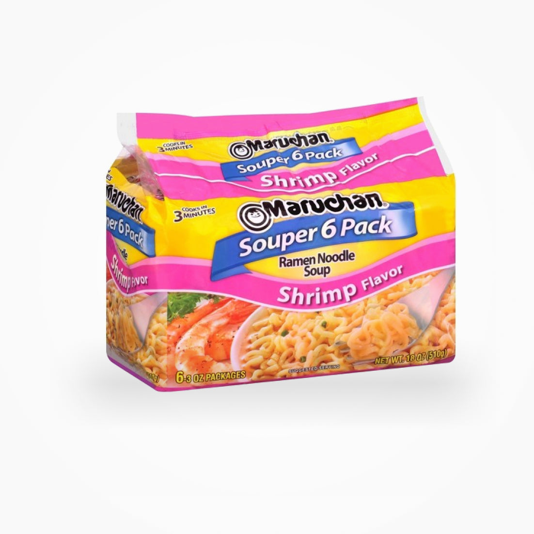 MARUCHAN SOUPER 6 PACK RAMEN NOODLE SOUP SHRIMP FLAVOR